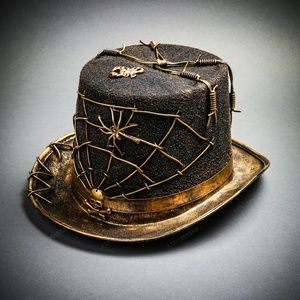 Steampunk Gothic Top Hat Costume Skull & Spider